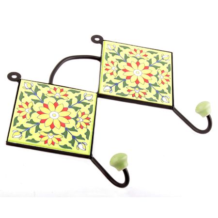 Forest Green And Yellow Sun Flower Tiles Hooks